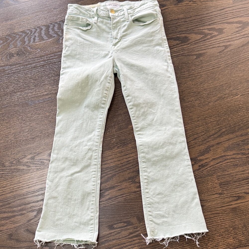 FRAME Denim Le Crop Mini Boot- Pale Green